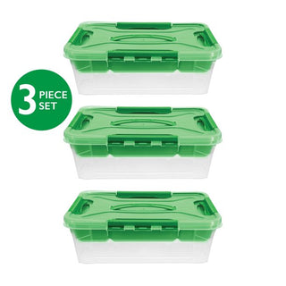 Home+Solutions 3 Piece Container Set - Small Green Plastic Containers, 15.35‚Äùx11.42‚Äùx5‚Äù Each