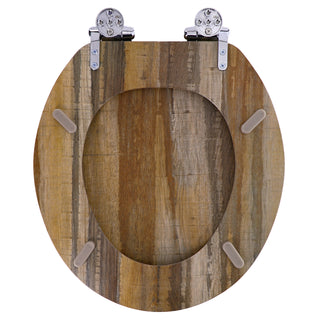 Home+Solutions Round Distressed Wood Decorative Toilet Seat