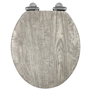 Home+Solutions Round Distressed Grey Wood Decorative Toilet Seat