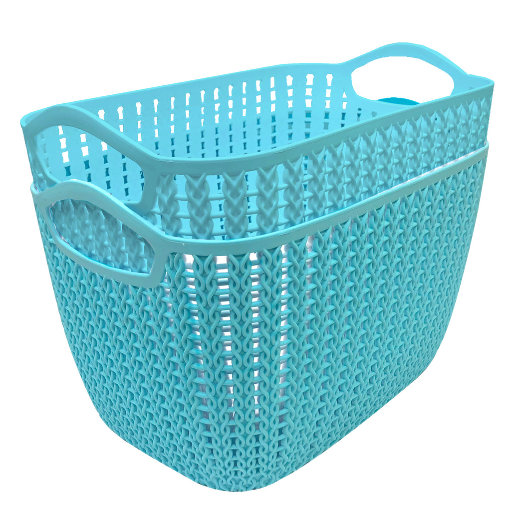 Home+Solutions Teal Large Plastic Baskets, 2 Count Ginsey Home Solutions
