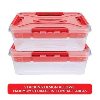 Home+Solutions 3 Piece Container Set - Small Red Plastic Containers, 15.35‚Äùx11.42‚Äùx5‚Äù Each