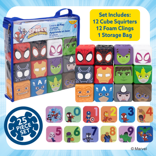 Marvel Spidey and His Amazing Friends 25 Piece Cube Squirter Foam Cling Set