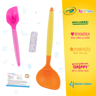 Crayola Kidchen™ Mix & Pour Set, 2-Piece Silicone Cooking Utensil Set with Spoontula™ & Pourfectle™