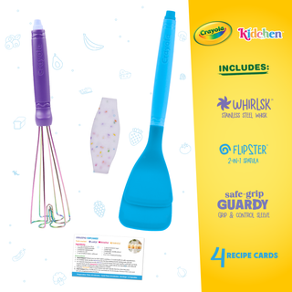 Crayola Kidchen™ Flip & Whirl Set, 2-Piece Kitchen Utensil Set with Flipster™ Spatula & Whirlsk™ Whisk