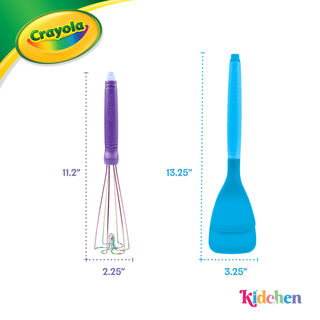 Crayola Kidchen™ Flip & Whirl Set, 2-Piece Kitchen Utensil Set with Flipster™ Spatula & Whirlsk™ Whisk