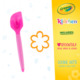 Crayola Kidchen™ Bake & Blossom 2-Piece Cooking & Baking Set with Spoontula™ & Daisy Cookie Cutter, Silicone Spoon Spatula