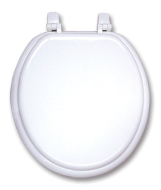 Home+Solutions Round Wood Enamel White Toilet Seat