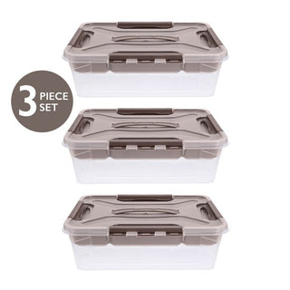 Home+Solutions 3 Piece Container Set - Small Stone Plastic Containers, 15.35‚Äùx11.42‚Äùx5‚Äù Each