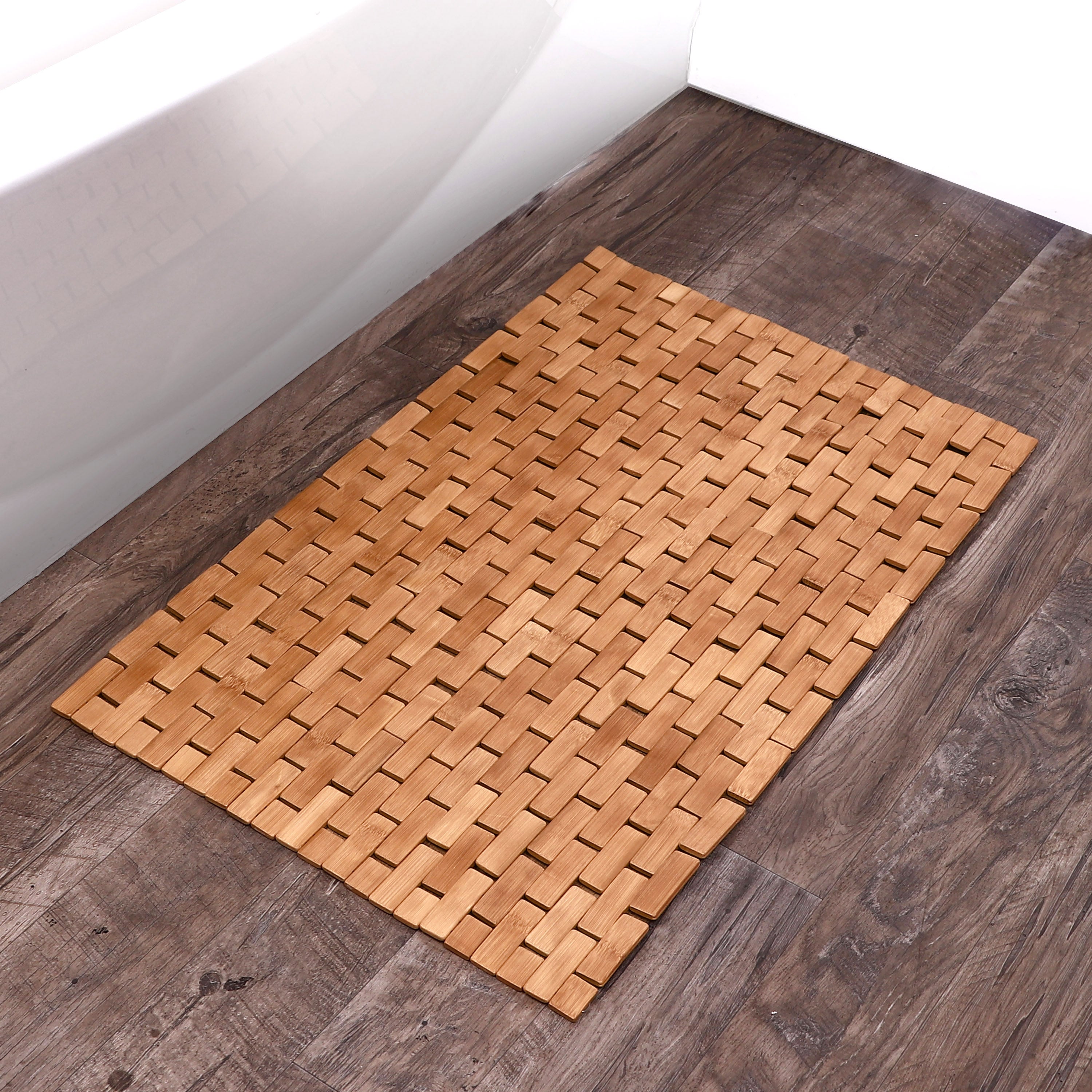 Home+Solutions Bamboo Tile Step-Out Bath Mat, 18x30 – Ginsey