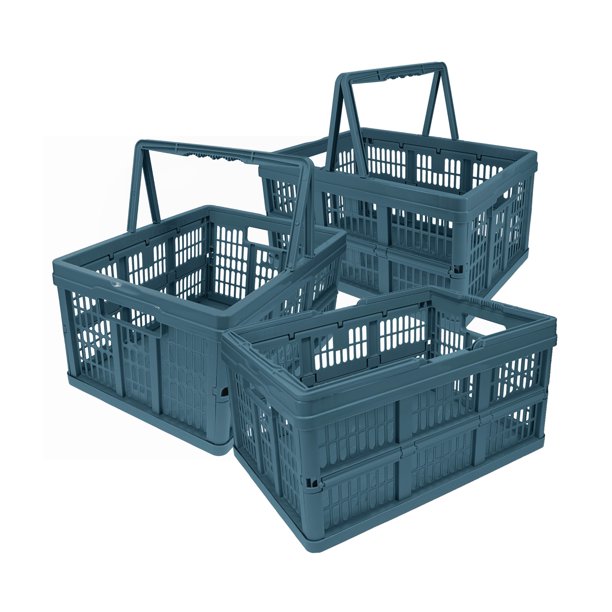 Home+Solutions Blue Collapsible Baskets - 3 Piece Set