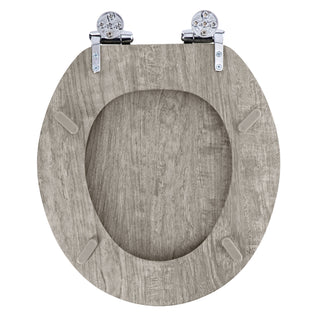 Home+Solutions Round Distressed Grey Wood Decorative Toilet Seat