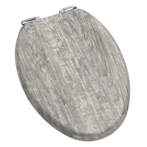 Home+Solutions Elongated Distressed Grey Wood Decorative Toilet Seat