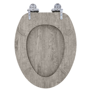 Home+Solutions Elongated Distressed Grey Wood Decorative Toilet Seat