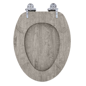 Home+Solutions Elongated Distressed Grey Wood Decorative Toilet Seat