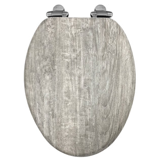 Home+Solutions Elongated Distressed Grey Wood Decorative Toilet Seat