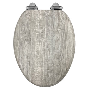 Home+Solutions Elongated Distressed Grey Wood Decorative Toilet Seat