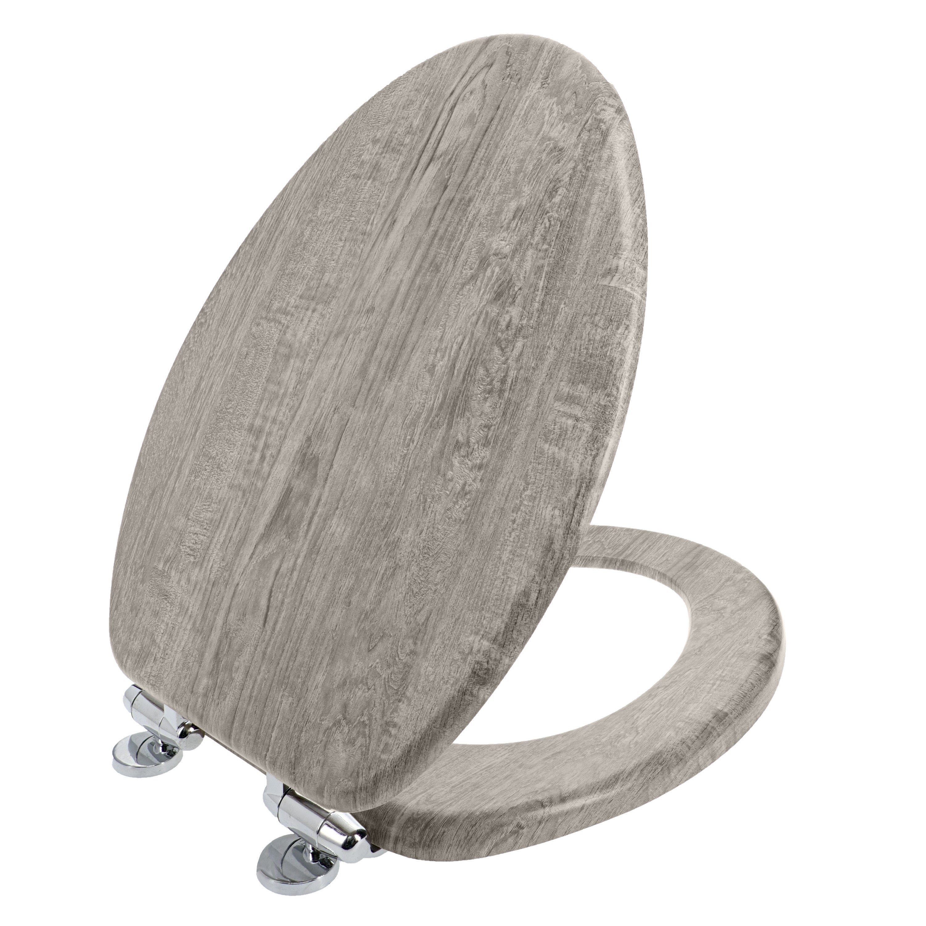 Home Solutions Elongated Distressed Grey Wood Decorative Toilet