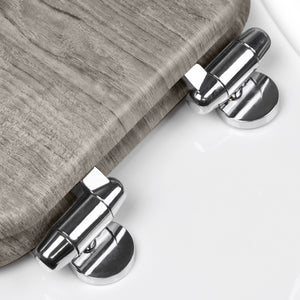 Home+Solutions Elongated Distressed Grey Wood Decorative Toilet Seat