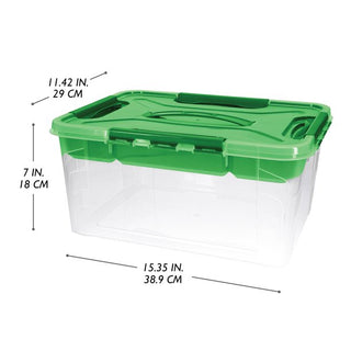 Home+Solutions 3 Piece Container Set - Large Green Plastic Containers, 15.35‚Äùx11.42‚Äùx7‚Äù Each