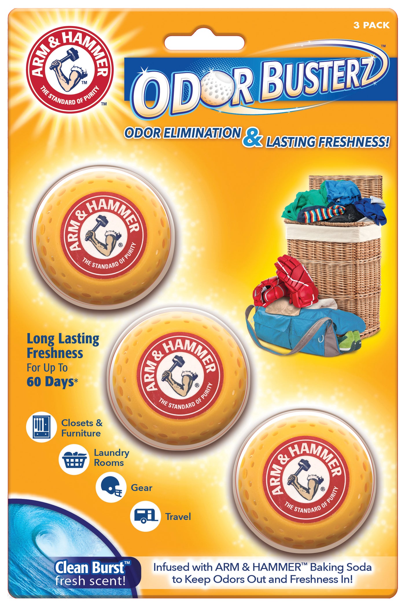 Arm & Hammer Odor Busterz™ Balls, 3 Odor Balls Ginsey Home Solutions