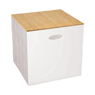Home+Solutions Plastic and Bamboo White Large Crystal Bin - Multipurpose Storage Container