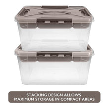 Load image into Gallery viewer, Home+Solutions 3 Piece Container Set - Large Stone Plastic Containers, 15.35”x11.42”x7” Each
