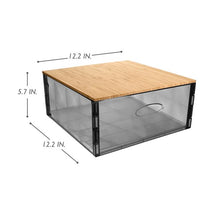 Load image into Gallery viewer, Home+Solutions Translucent Plastic and Bamboo Grey Medium Crystal Bin - Multipurpose Storage Container