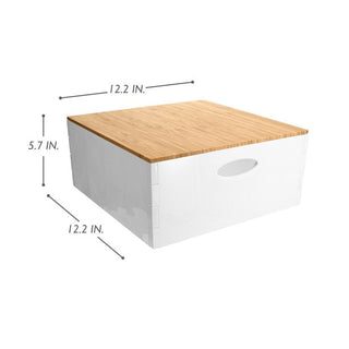 Home+Solutions Plastic and Bamboo White Medium Crystal Bin - Multipurpose Storage Container