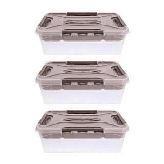 Home+Solutions 3 Piece Container Set - Small Stone Plastic Containers, 15.35‚Äùx11.42‚Äùx5‚Äù Each