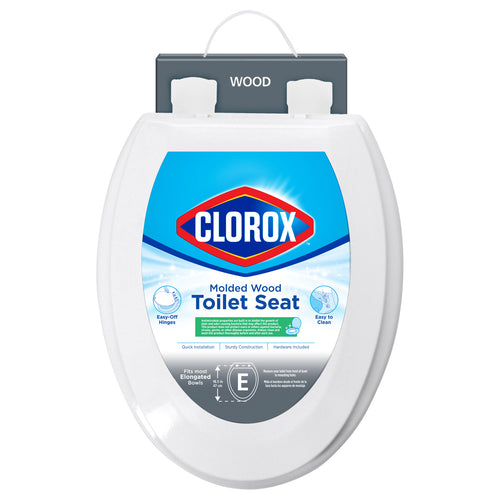 Clorox® Antimicrobial Elongated Wood Toilet Seat with Easy-Off Hinges