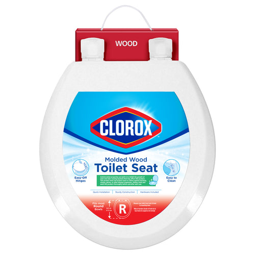 Clorox® Antimicrobial Round Beveled Wood Toilet Seat with Easy-Off Hinges