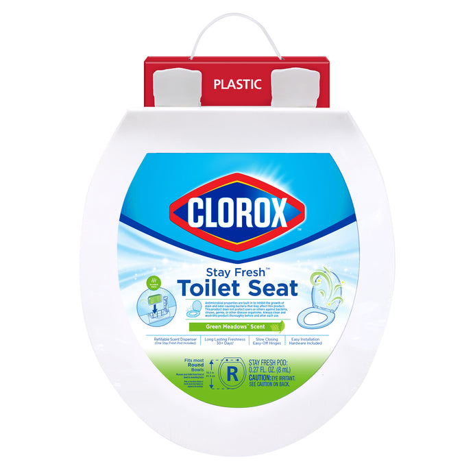 Clorox® Round Antimicrobial Scented Plastic Toilet Seat with Easy-Off Hinges