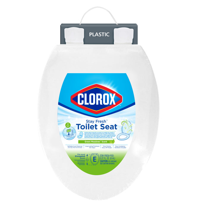 Clorox® Elongated Antimicrobial Scented Plastic Toilet Seat with Easy-Off Hinges