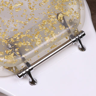 Home+Solutions Round Gold Foil Resin Toilet Seat