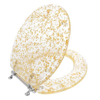 Home+Solutions Round Gold Foil Resin Toilet Seat