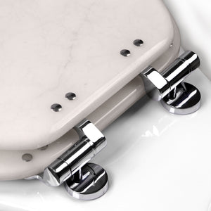 Home+Solutions Deluxe Resin Marble Decorative Round Toilet Seat with Slow Close Chrome Hinges
