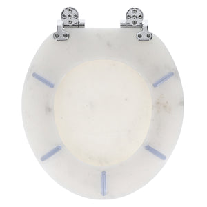 Home+Solutions Deluxe Resin Marble Decorative Round Toilet Seat with Slow Close Chrome Hinges