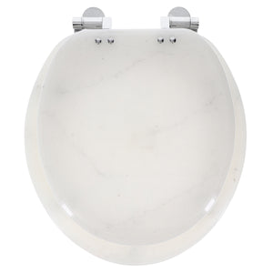 Home+Solutions Deluxe Resin Marble Decorative Round Toilet Seat with Slow Close Chrome Hinges