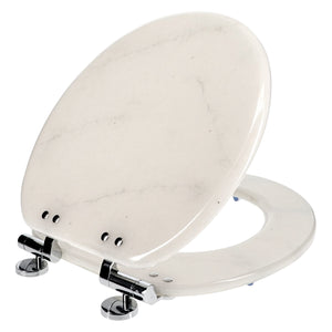 Home+Solutions Deluxe Resin Marble Decorative Round Toilet Seat with Slow Close Chrome Hinges