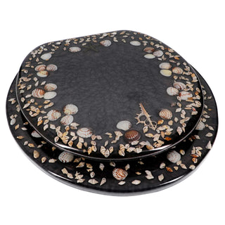 Home+Solutions Deluxe Resin Maui Decorative Round Toilet Seat with Slow Close Chrome Hinges