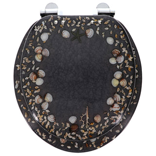 Home+Solutions Deluxe Resin Maui Decorative Round Toilet Seat with Slow Close Chrome Hinges