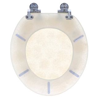 Home+Solutions Deluxe Resin Oyster Shell Decorative Round Toilet Seat with Slow Close Chrome Hinges