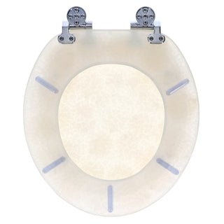 Home+Solutions Deluxe Resin Oyster Shell Decorative Round Toilet Seat with Slow Close Chrome Hinges