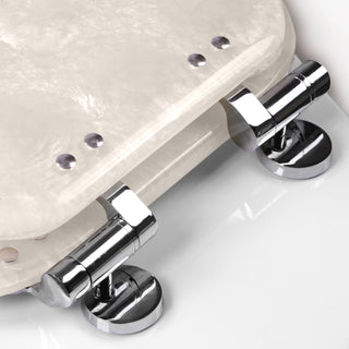 Home+Solutions Deluxe Resin Oyster Shell Decorative Round Toilet Seat with Slow Close Chrome Hinges