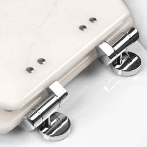 Home+Solutions Deluxe Resin Marble Decorative Elongated Toilet Seat with Slow Close Chrome Hinges
