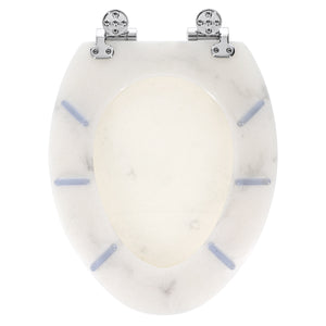 Home+Solutions Deluxe Resin Marble Decorative Elongated Toilet Seat with Slow Close Chrome Hinges