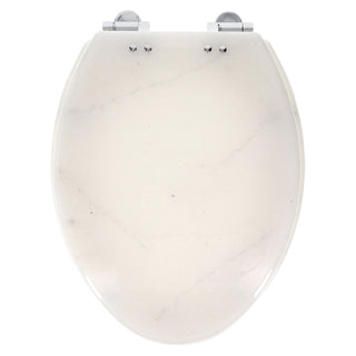 Home+Solutions Deluxe Resin Marble Decorative Elongated Toilet Seat with Slow Close Chrome Hinges