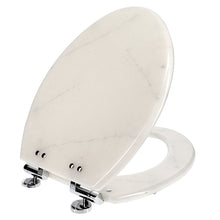Load image into Gallery viewer, Home+Solutions Deluxe Resin Marble Decorative Elongated Toilet Seat with Slow Close Chrome Hinges