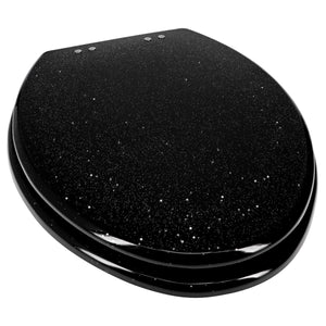 Home+Solutions Deluxe Resin Black Shimmer Decorative Elongated Toilet Seat with Slow Close Chrome Hinges