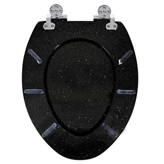 Home+Solutions Deluxe Resin Black Shimmer Decorative Elongated Toilet Seat with Slow Close Chrome Hinges